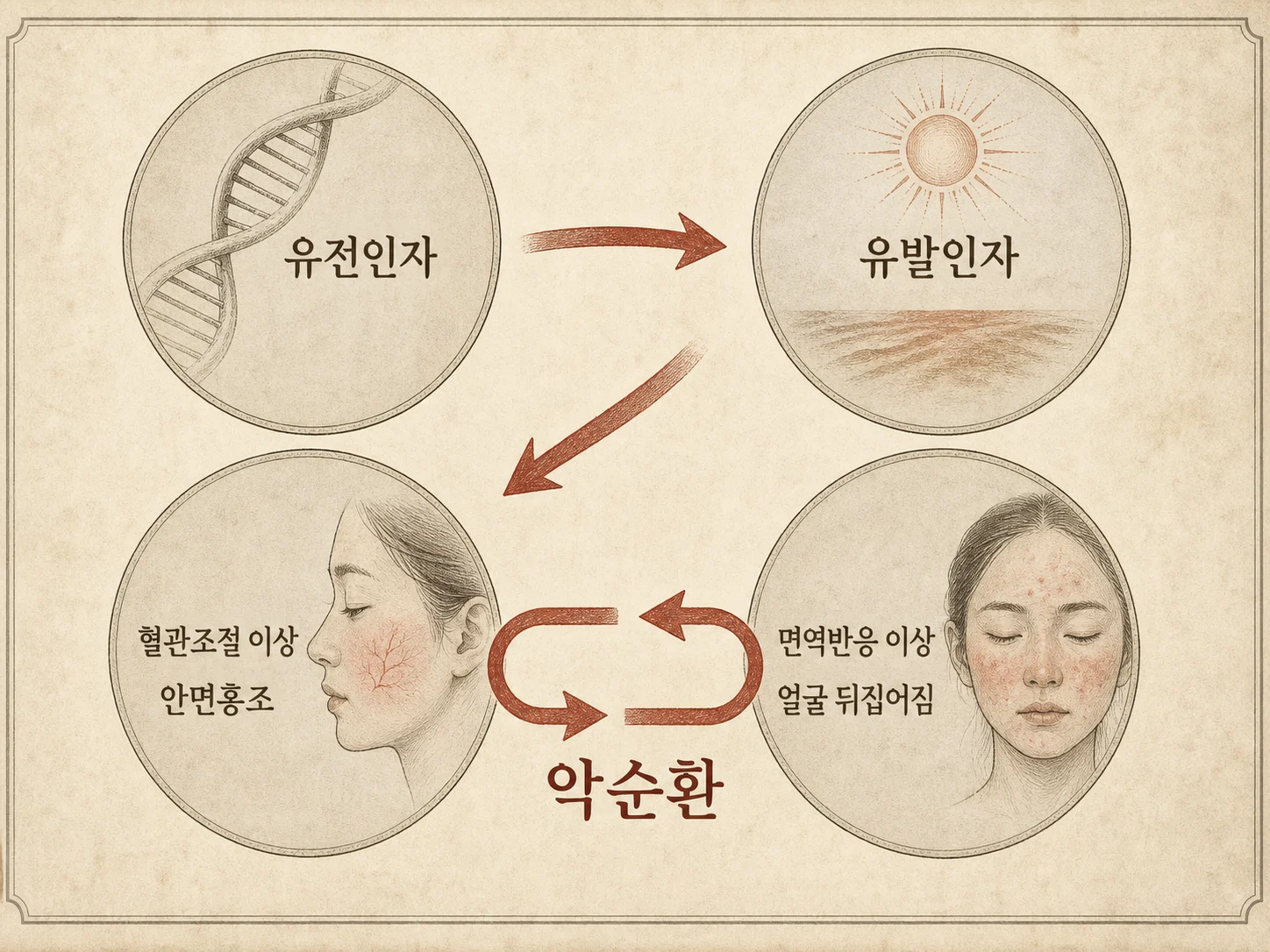 주사피부염 악순환 도식